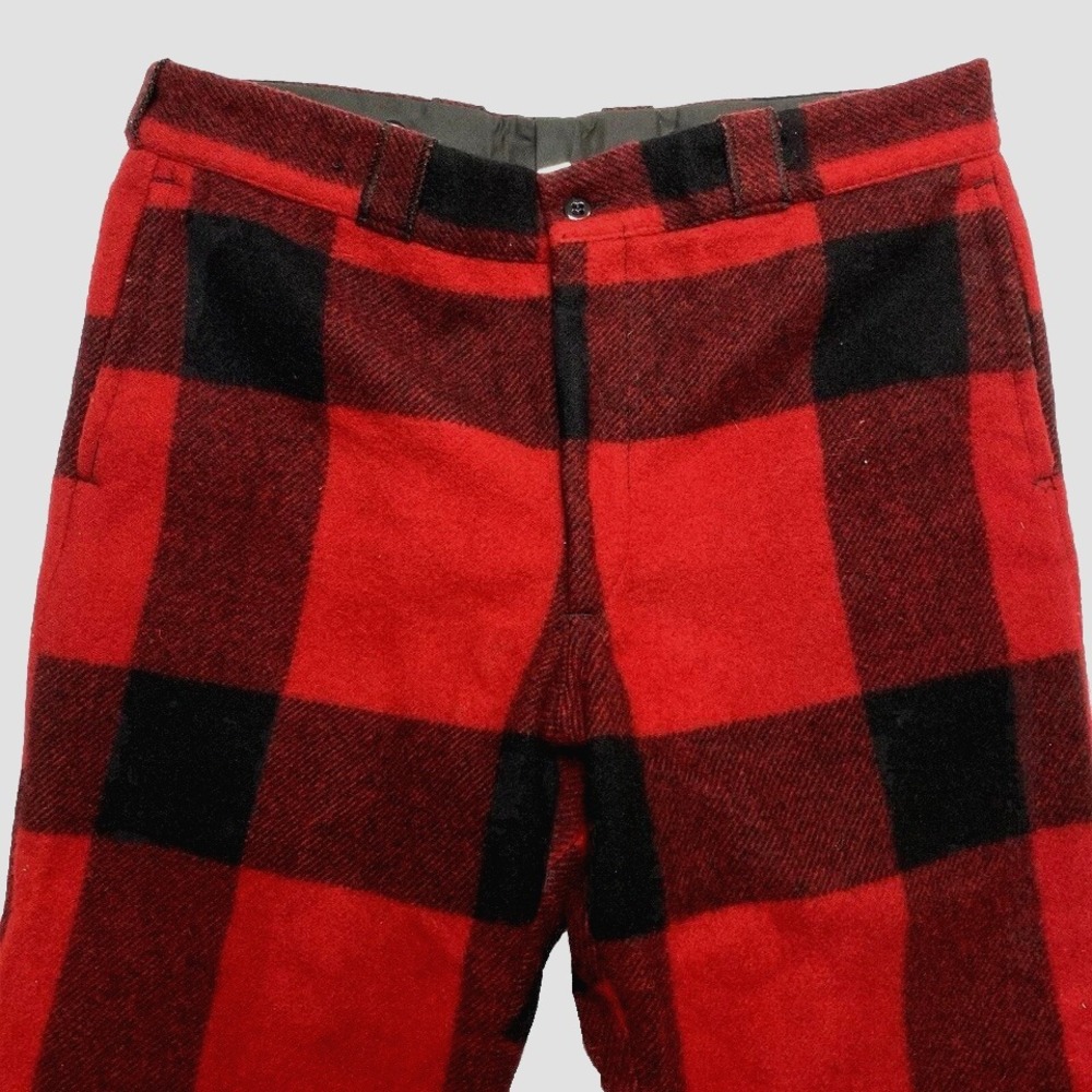 Plaid Ski Pants Mens 39 Red Thick Johnson Wool Lined Made In USA Vintage